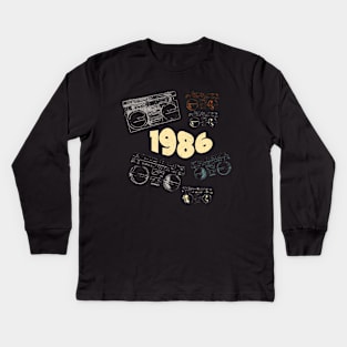 1986 on retro music, grunge radio Kids Long Sleeve T-Shirt